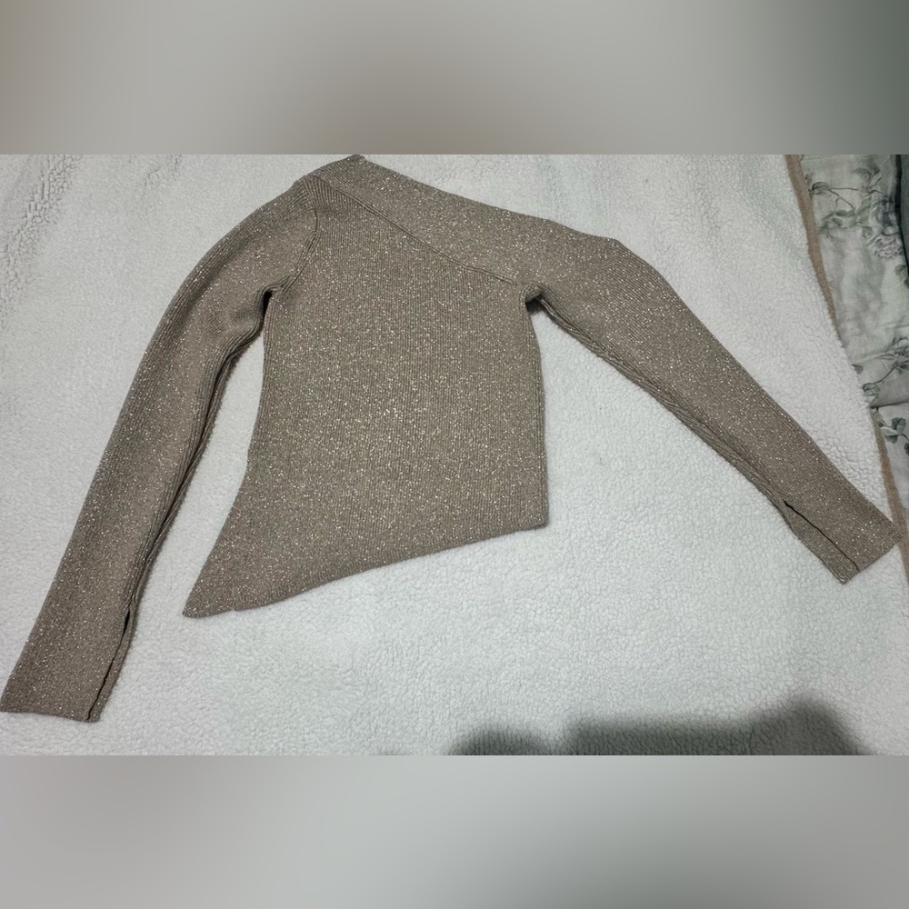 Astr Off-the-Shoulder Tan Sweater